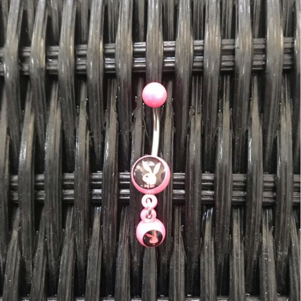 Playboy Pink Dangly Belly Button Navel Ring 50$
